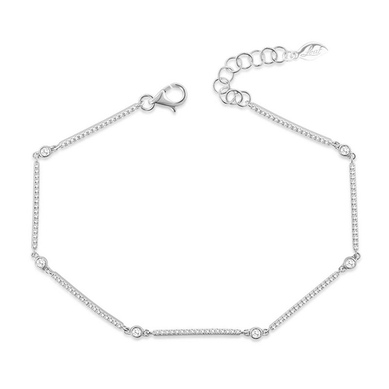 Armbåndsstang, 18K hvidguld, diamanter