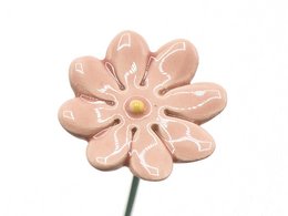 Delicate pink ceramic daisy flower, 2.5 cm in size, perfect for artificial plant arrangements.