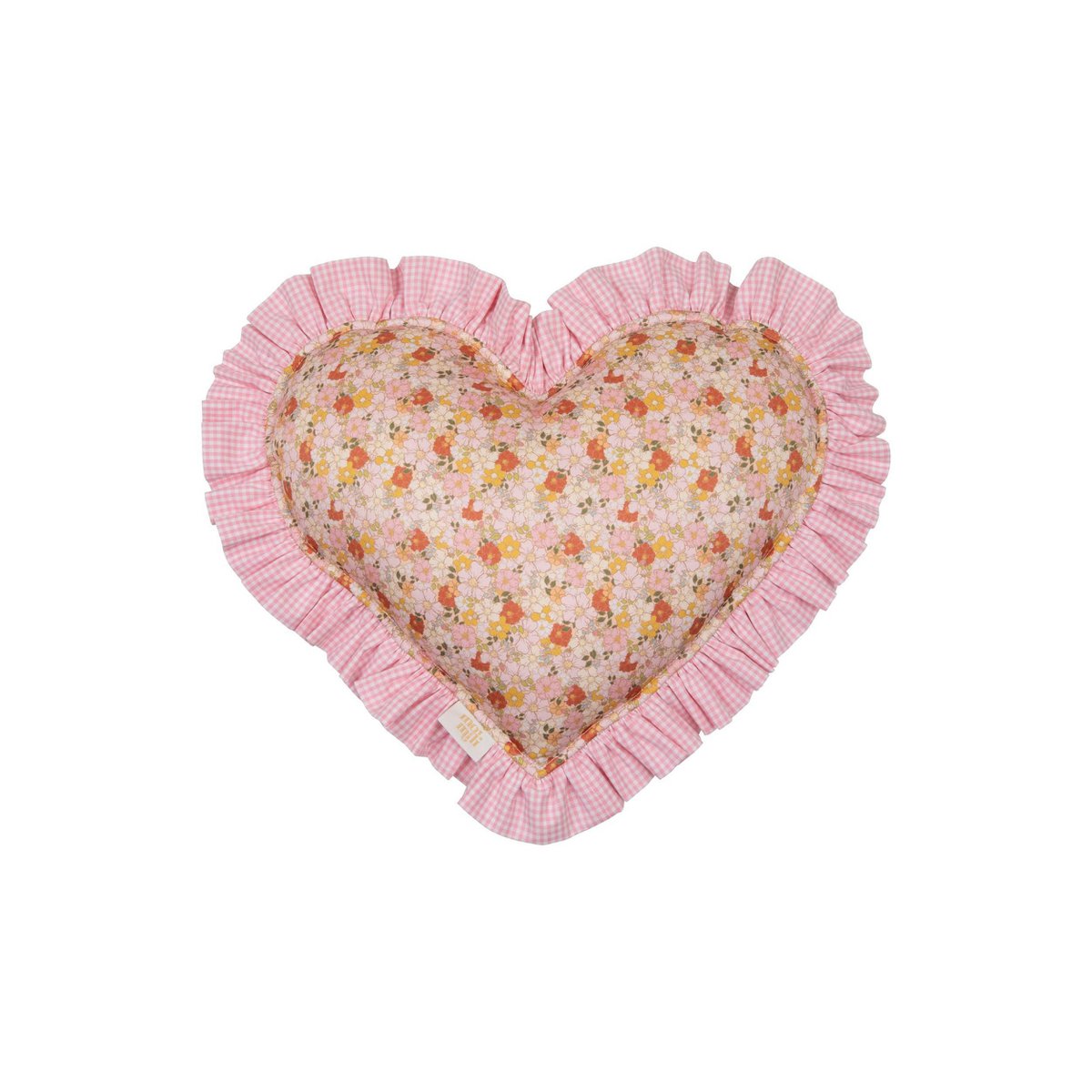 Cuscino Cuore double face con volant “giardino rosa”
