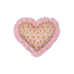 Cuscino Cuore double face con volant “giardino rosa”