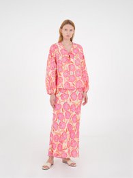 Goudsbloem roze bloemenprint blouse
