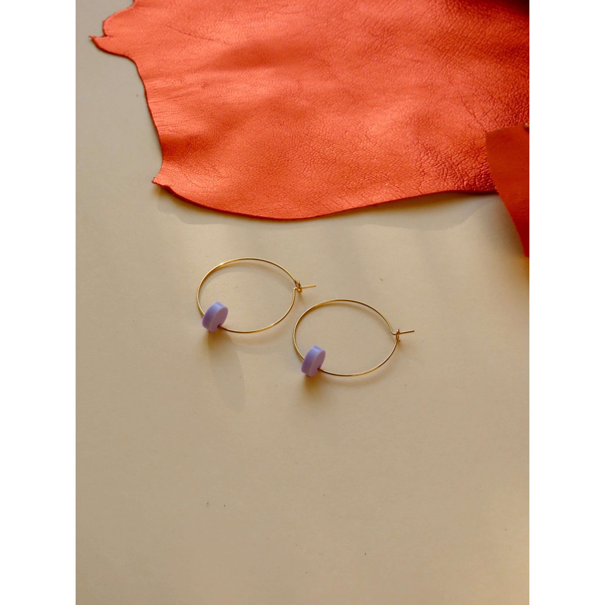 Lilac Dots Hoops made of stainless steel