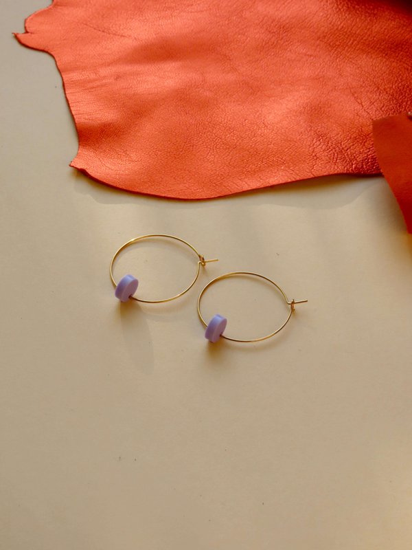 Lilac Dots Hoops made of stainless steel