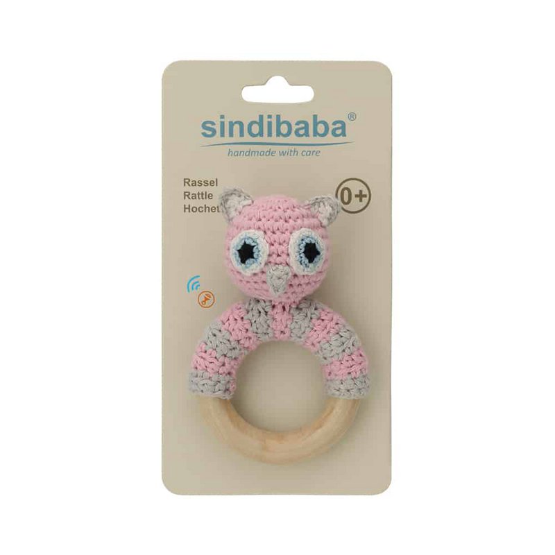 Gehaakte knuffel uil LUNA in roze
