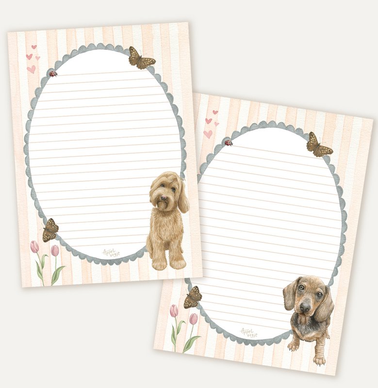 Blocco note labradoodle e bassotto A5 fronte-retro