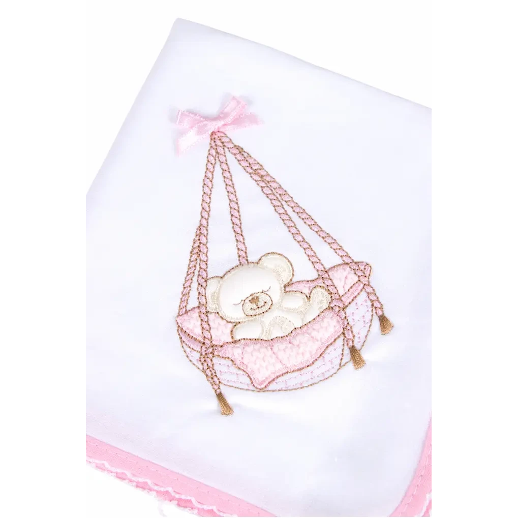 Baby Muslin Cloth, Bear in a Cradle