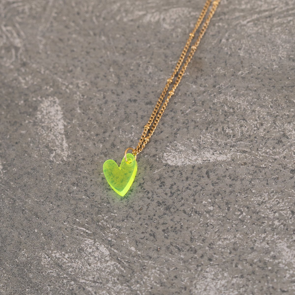 Colgantes Ketting Lume | Corazón Neón Amarillo Oro
