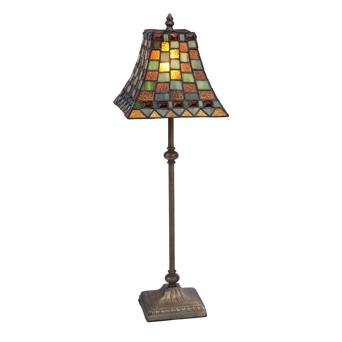 Tall table lamp Tiffany green tones LG240575
