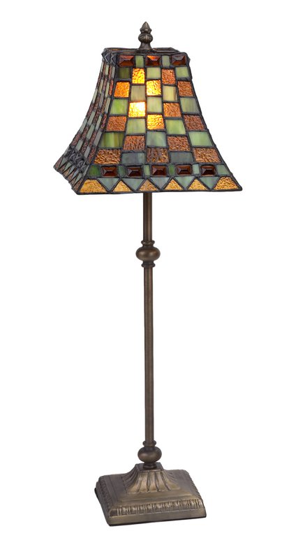 Høj bordlampe Tiffany grønne toner LG240575
