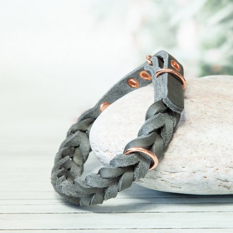 Leather collar | Gray | 4 sizes | Handcrafted