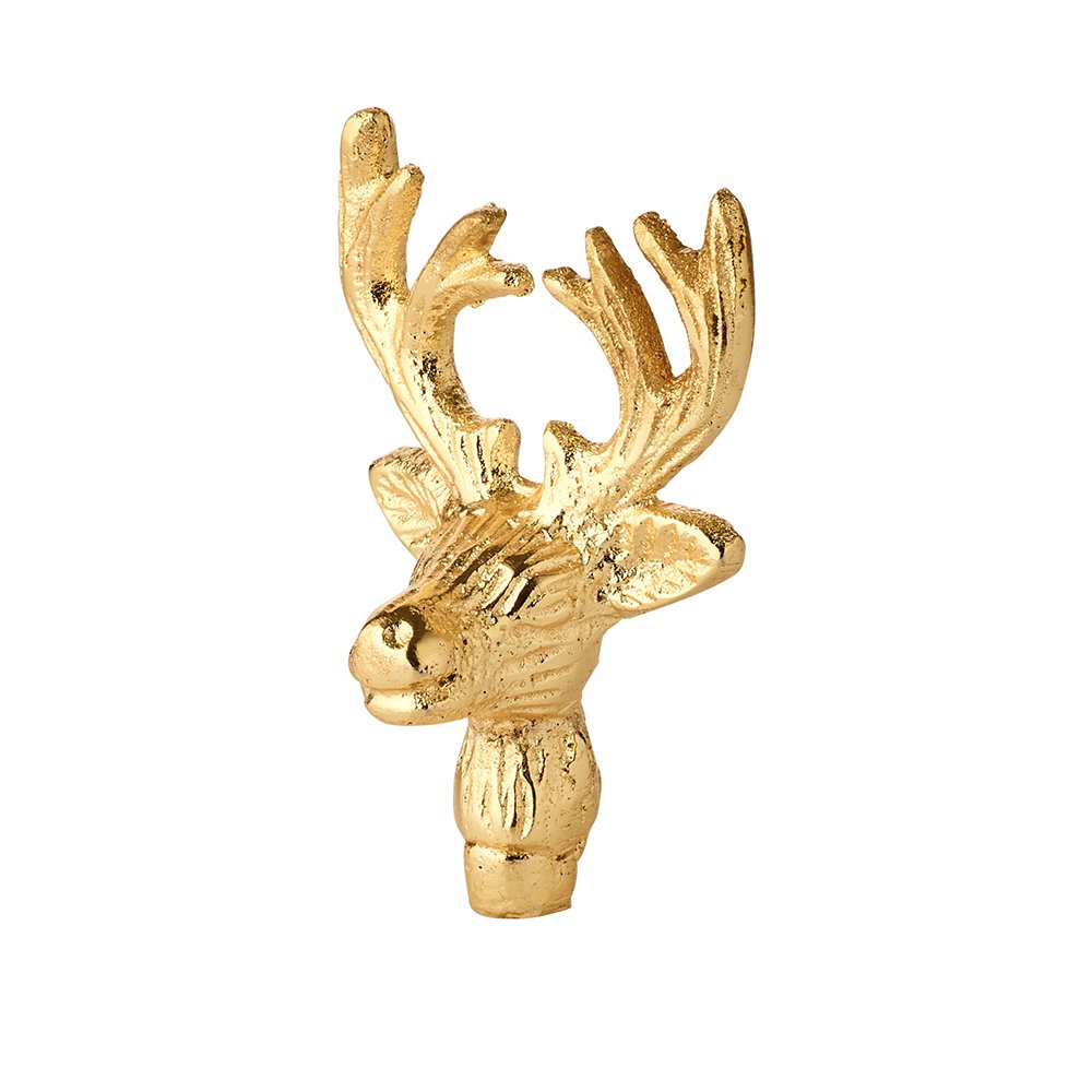 EDZARD set of 3 candle pins elk candle sticks, gold-colored nickel-plated aluminum, height 6 cm