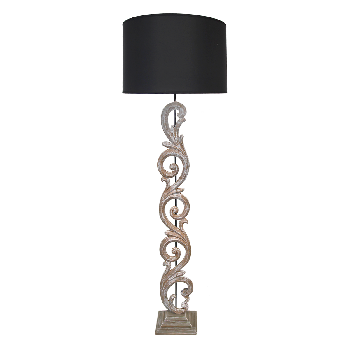 Frieze floor lamp with lampshade d 50 h 170 cm in resin and fabric