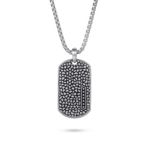 Gestructureerde zilveren honden tag ketting