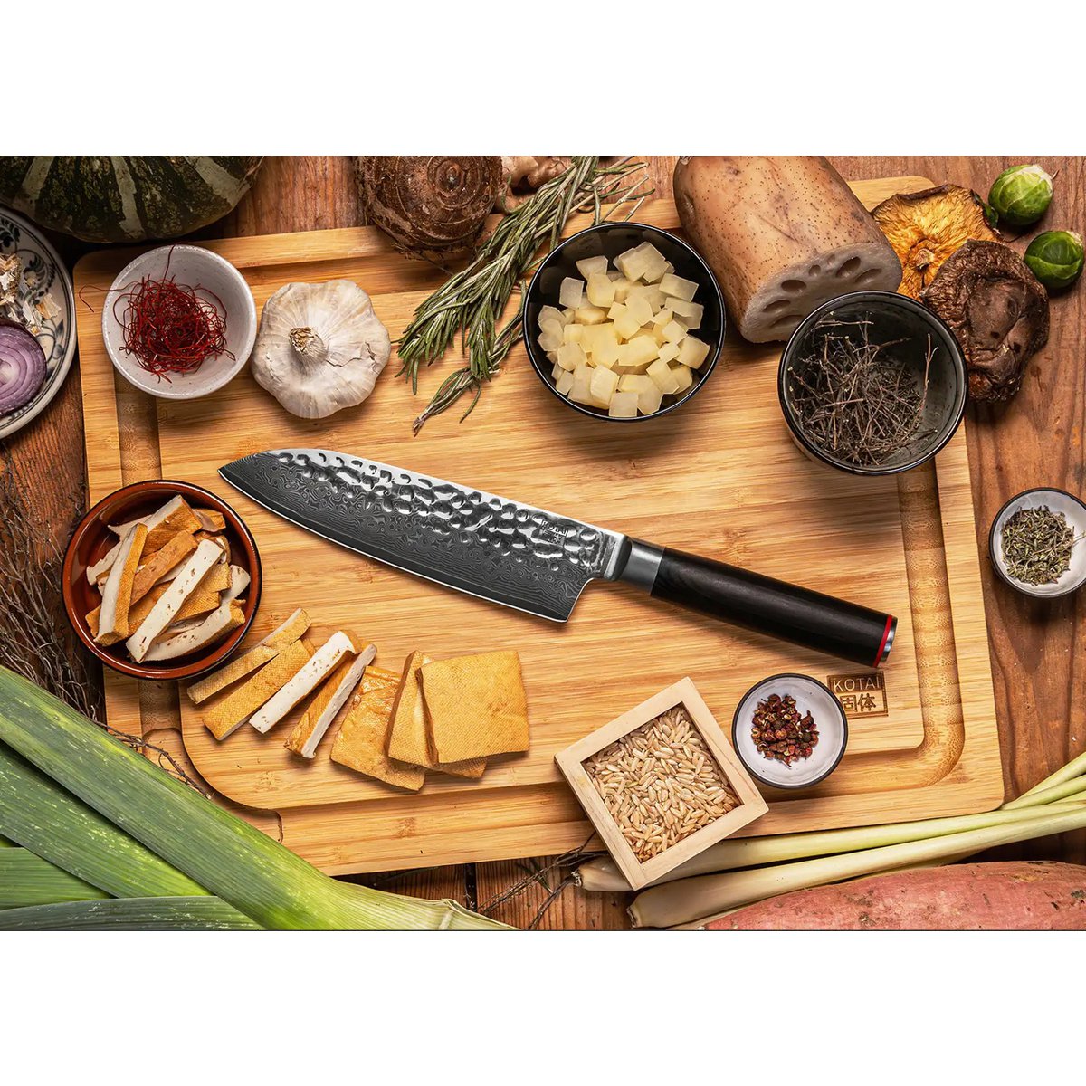 Santoku Damascus Multi-purpose Knife - 180 mm blade