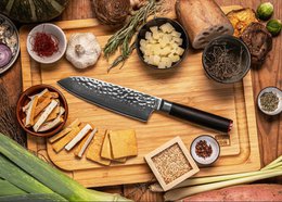 Navaja Multiusos Santoku Damasco - Hoja de 180 mm
