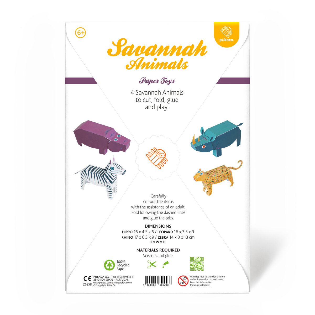 Savannah Animals Paper Toys