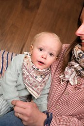  "Baby scarf, pink bandana style, soft cotton fabric, triangle shape, infant accessory"