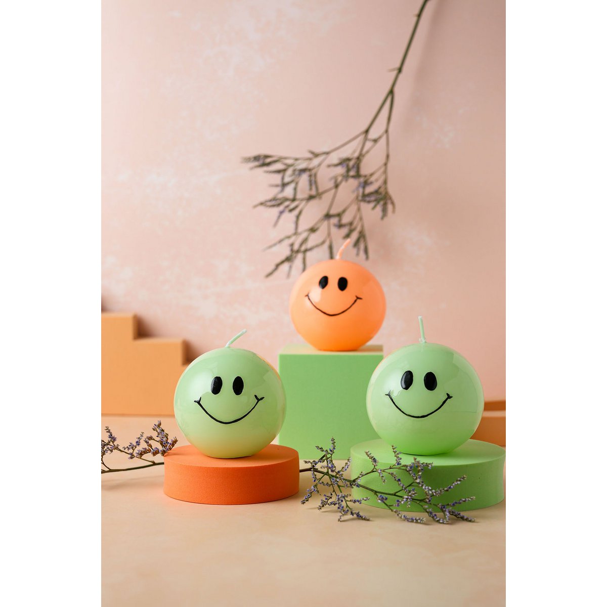 Smiley Candle – 7.5 cm - Hot Orange