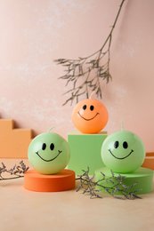 Smiley Candle – 7.5 cm - Hot Orange