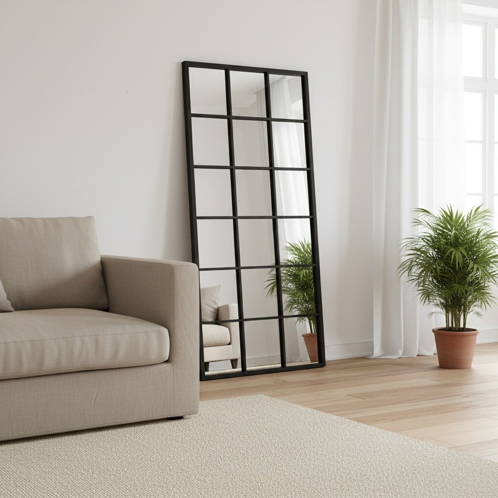 Large Standing Mirror 80x180 cm Frame Black Steel - Mirror Large