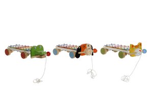 WOODEN METAL XYLOPHONE 27X13.6X8.5 ANIMALS 3 ASSORTMENTS. JE177544