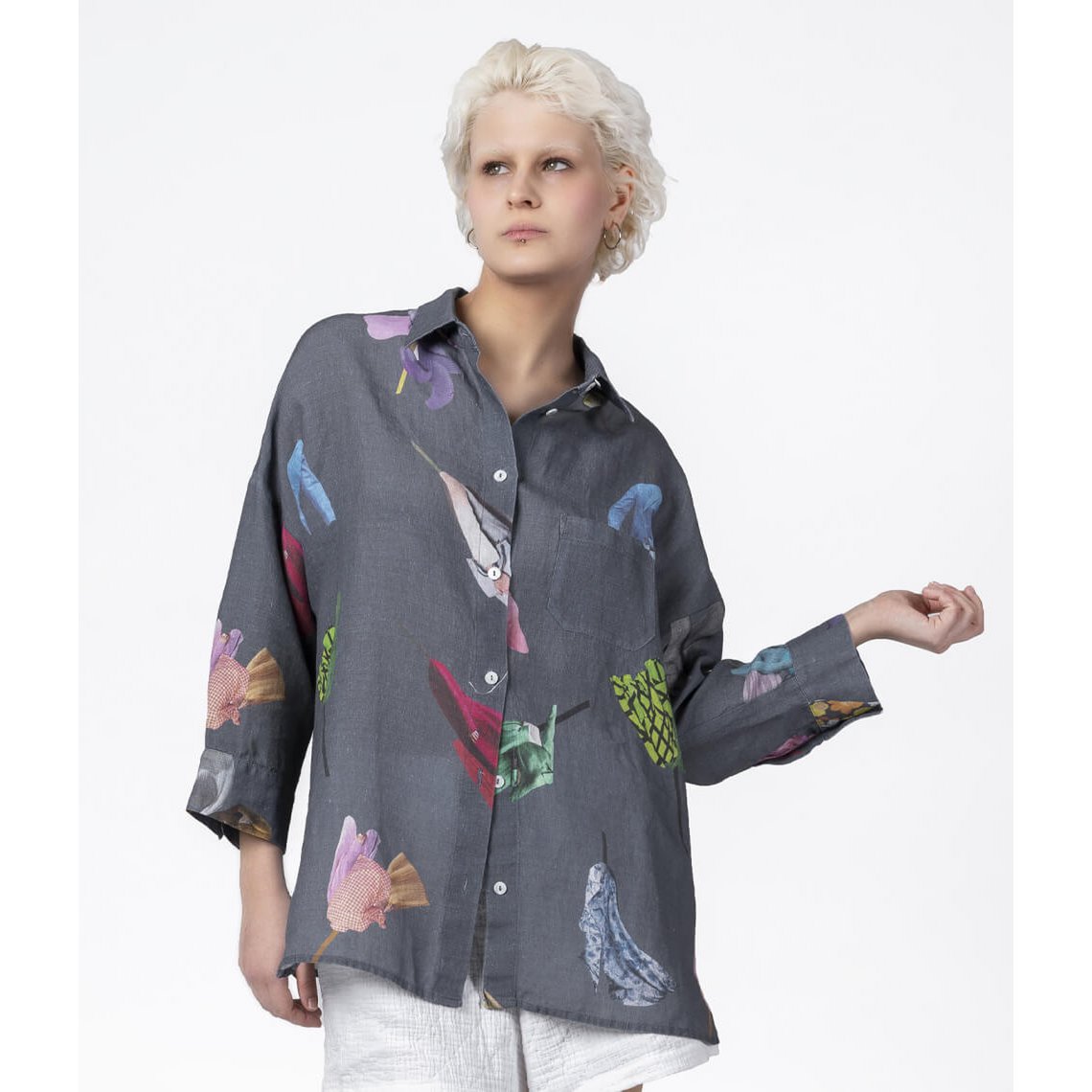 Linnen overhemd Fashionista Grijs