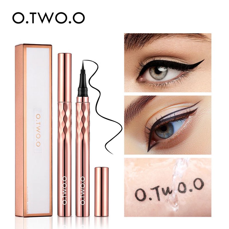 O.TWO.O Eyeliner w kredce Płynny eyeliner Wodoodporny, odporny na rozmazywanie Szybkoschnący 12-godzinny makijaż Ultracienki czarny eyeliner do strzałek