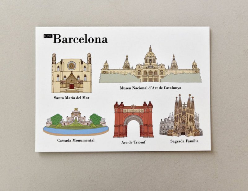 Illustrerede postkort Barcelona