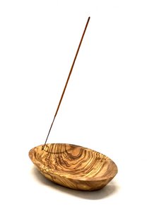 Incense stick holder oval smooth 16 cm made of olive wood