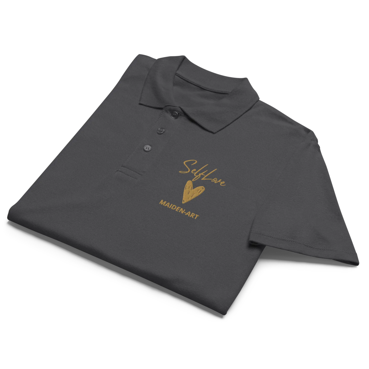 Polo de piqué Self Love Premium con bordado Old Gold