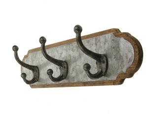 Wandkapstok 3 haken Hout/Metaal