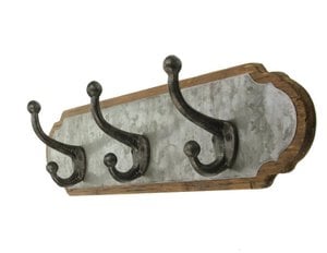 Wandkapstok 3 haken Hout/Metaal
