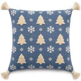 Blauwe Kerstbomen & Sneeuw – Kussenhoes / Kussenhoes – Kerst 45×45 cm – Urbane Hide