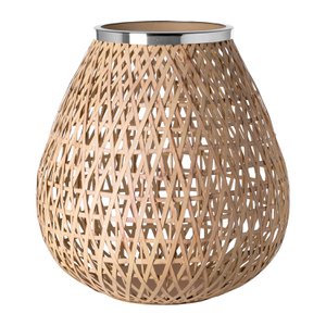 Windlicht SHONA Eisen pulverbeschichtet glatt silberfarben natur Ø 33 cm H 34,5 cm