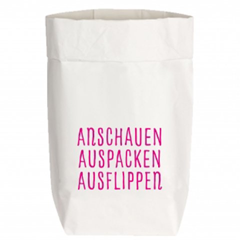 Paperbag Small weiß, anschauen, auspacken, ausflippen