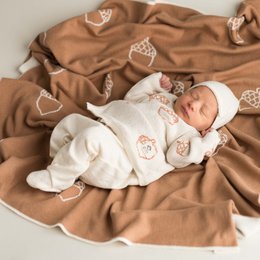 Babydecke Eichel ecru-braun