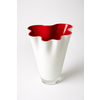 Vase Glas gewellt zweifarbig weiß rot Tischvase Glasvase 21 x 21 x 30 cm
