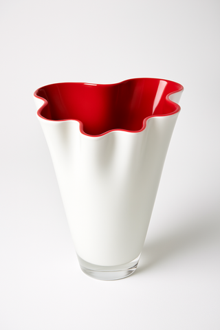 Vase glass wavy two-tone white red table vase glass vase 21 x 21 x 30 cm