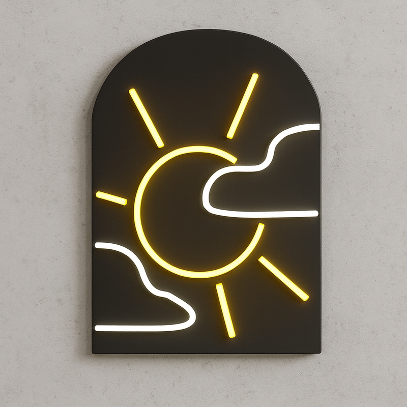 Neon førte solen er der altid