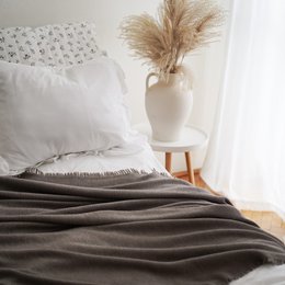 Merino tæppe Premium - taupe