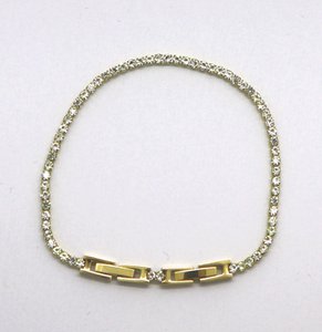Armband, tennisarmband edelstaal goud met zirkonia