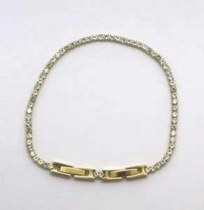 Armband, tennisarmband edelstaal goud met zirkonia