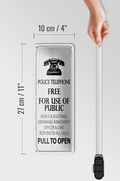 Targa in metallo con scritta 27x10 cm Telefono della polizia Gratuito per l'uso come cartello decorativo pubblico