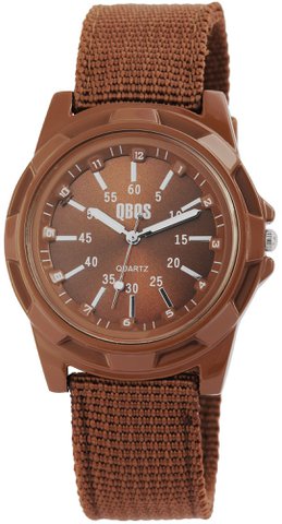 QBOS Herrenuhr mit Textilarmband, braun