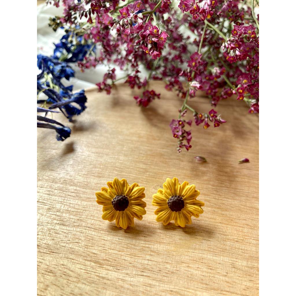 Clay Earrings Stainless Steel Sunflower Studs large
