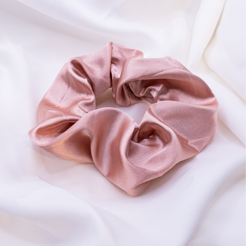 Elastico per capelli Satin Pink Pink Blush - elastico per capelli lucido cucito a mano