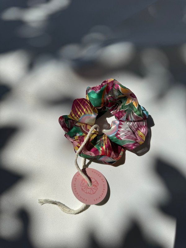 Scrunchie - Bunte Chiffon Blumen - Recycelt