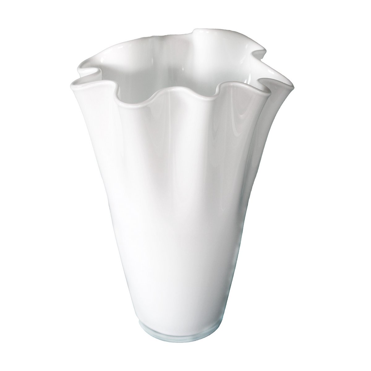Vaso in vetro ondulato vaso da tavolo in vetro bianco 21 x 21 x 30 cm