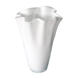 Vase glas bølget hvid glas vase bord vase 21 x 21 x 30 cm