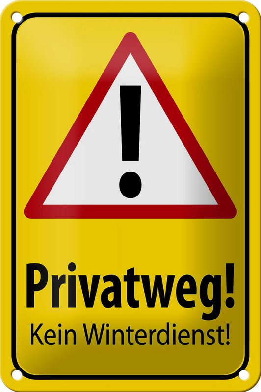Tin sign note 18x12cm private road no winter service decoration